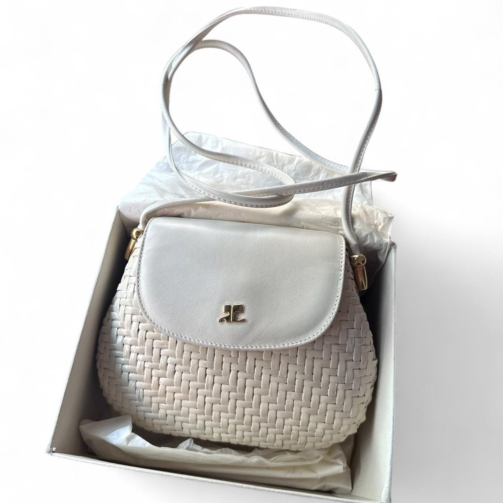Vintage Courreges wicker & leather basket crossbody bag